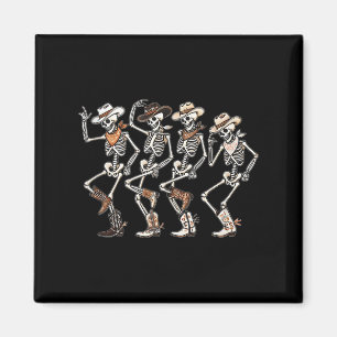 Dancing Skeleton Cowboys Western Country Rodeo Hal Magneet