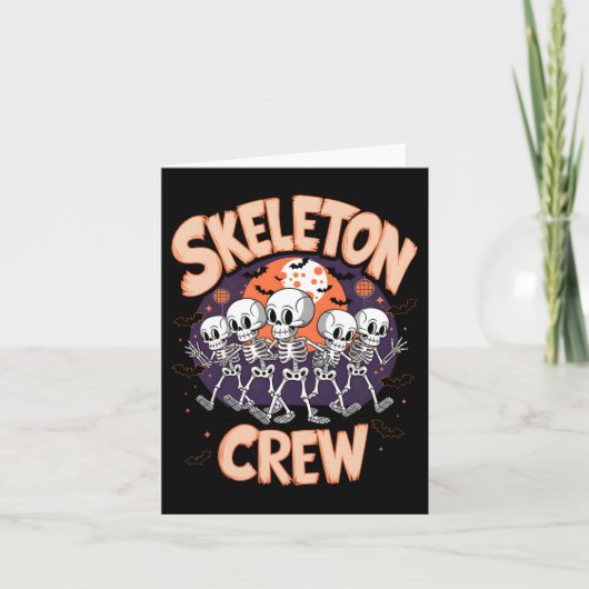 Dancing Skeleton Crew Halloween Party Fun Spooky D Kaart (Voorkant)