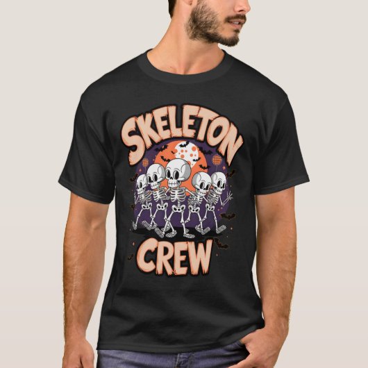 Dancing Skeleton Crew Halloween Party Fun Spooky D T-shirt (Voorkant)