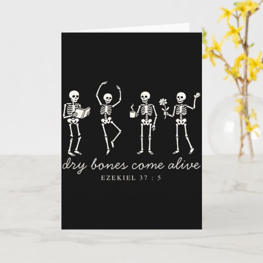 Dancing Skeleton Dry Bones Come Alive Christian Ha Kaart (Gele Bloem)