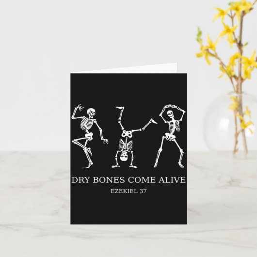 Dancing Skeleton Dry Bones Come Alive Christian Ha Kaart (Gele Bloem)