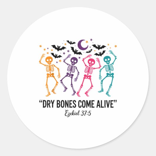 Dancing Skeleton Dry Bones Come Alive Christian Ha Ronde Sticker (Voorkant)