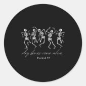 Dancing Skeleton Dry Bones Come Alive Christian Ha Ronde Sticker (Voorkant)