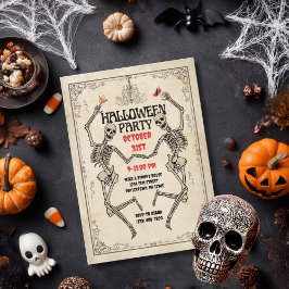  Dancing Skeleton Elegant Gothic Halloween Kaart