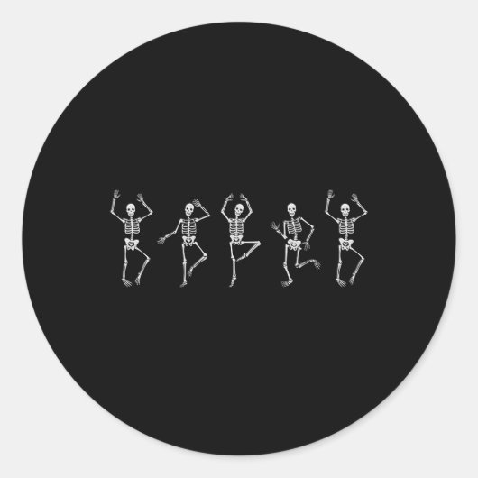 Dancing Skeleton Funny Halloween Kostuum Skull Dan Ronde Sticker (Voorkant)