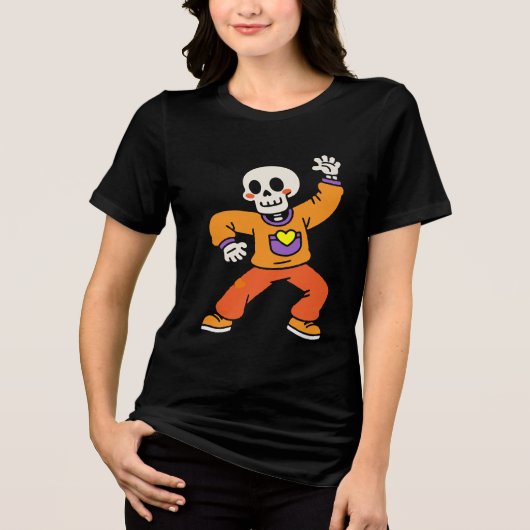 Dancing Skeleton Funny Halloween Skull T-shirt (Voorkant)
