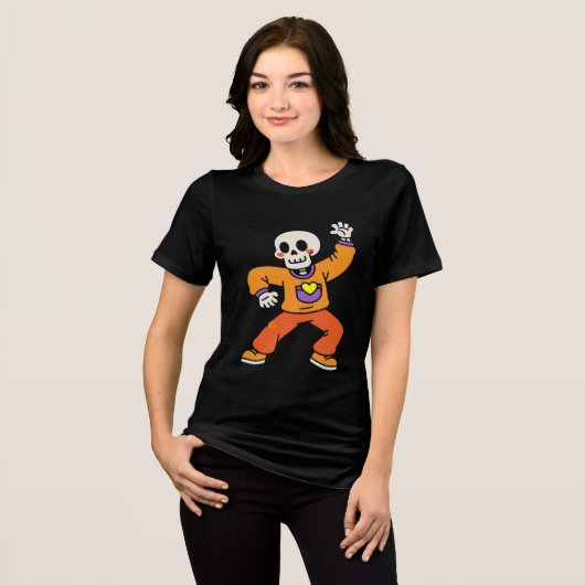 Dancing Skeleton Funny Halloween Skull T-shirt (Voorkant volledig)