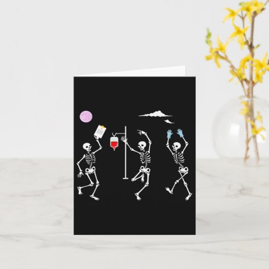 Dancing Skeleton Funny Nurse Skeleton Halloween He Kaart (Gele Bloem)