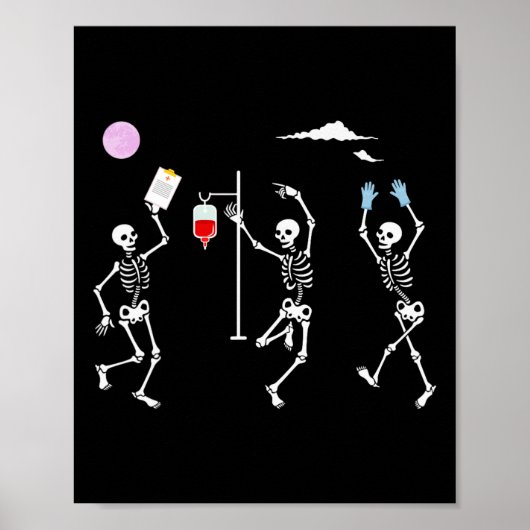 Dancing Skeleton Funny Nurse Skeleton Halloween He Poster (Voorkant)