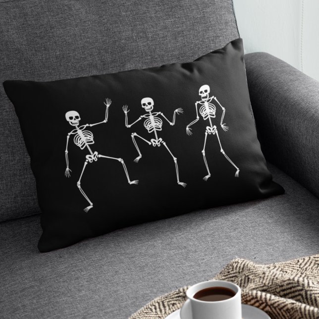 Dancing Skeleton Funny Spooky Halloween Seizoen Kussen (Creator heeft geüpload)