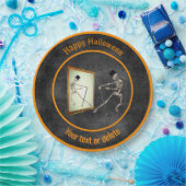 Dancing Skeleton gepersonaliseerd Halloween Papieren Bordje (Feest)