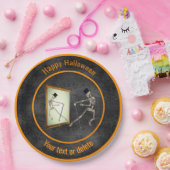 Dancing Skeleton gepersonaliseerd Halloween Papieren Bordje (Feest)