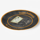 Dancing Skeleton gepersonaliseerd Halloween Papieren Bordje (Gekanteld)