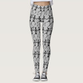 Dancing Skeleton Grijs en Zwart Leggings (Voorkant)