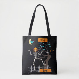 Dancing Skeleton Halloween Canvas tas
