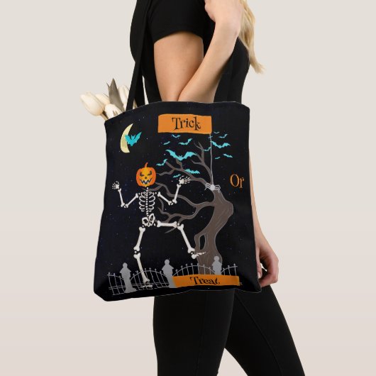 Dancing Skeleton Halloween Canvas tas (Dichtbij)