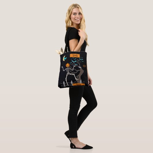 Dancing Skeleton Halloween Canvas tas (Op model)