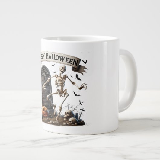 Dancing Skeleton Halloween Design Grote Koffiekop (Voorkant rechts)