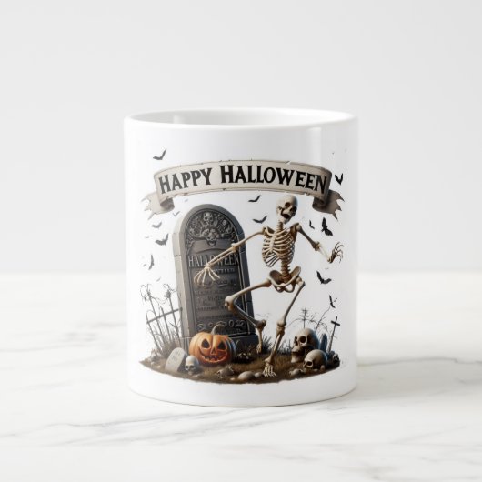Dancing Skeleton Halloween Design Grote Koffiekop (Voorkant)