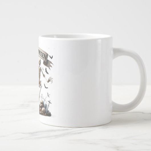 Dancing Skeleton Halloween Design Grote Koffiekop (Rechts)