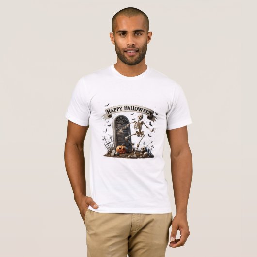 Dancing Skeleton Halloween Design T-shirt (Voorkant volledig)