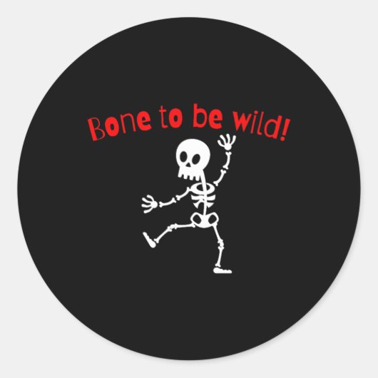 Dancing Skeleton Halloween Funny Bone Wild Ronde Sticker (Voorkant)