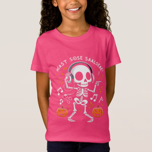 Dancing Skeleton Halloween Music Party T-shirt (Voorkant)