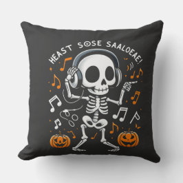 Dancing Skeleton Halloween Music Party T-shirt Kussen