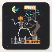 Dancing Skeleton Halloween Papier Onderzetters (Voorkant)