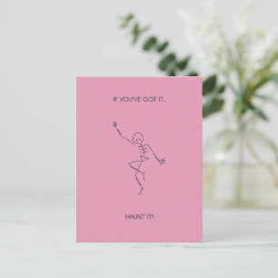 Dancing Skeleton Halloween Roze Briefkaart