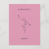 Dancing Skeleton Halloween Roze Briefkaart (Voorkant)