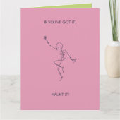 Dancing Skeleton Halloween Roze Kaart (Voorkant)