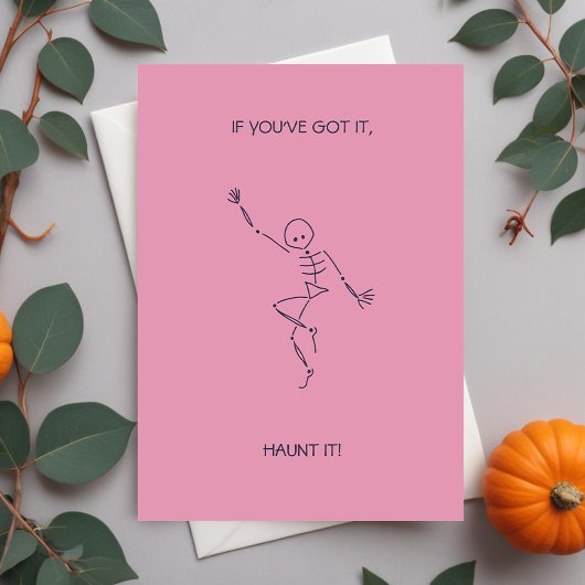 Dancing Skeleton Halloween Roze Kaart