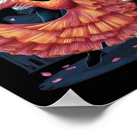 Dancing Skeleton Halloween Skull Dance Mannen Omen Poster (Hoek)