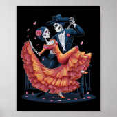 Dancing Skeleton Halloween Skull Dance Mannen Omen Poster (Voorkant)