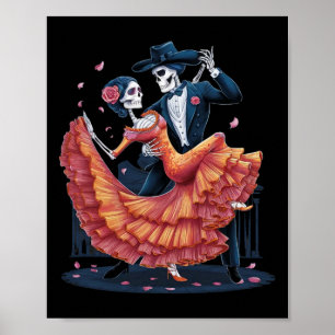 Dancing Skeleton Halloween Skull Dance Mannen Omen Poster