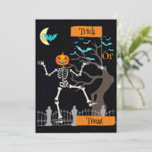 Dancing Skeleton Halloween uitnodiging (Staand voorkant)