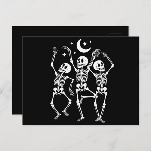 Dancing Skeleton Happy Halloween Herfst Skull Briefkaart (Voorkant / Achterkant)