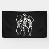 Dancing Skeleton Happy Halloween Herfst Skull Spandoek (Horizontaal)
