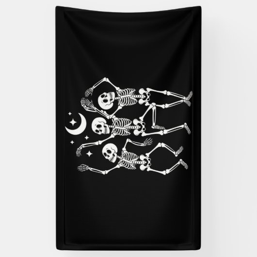 Dancing Skeleton Happy Halloween Herfst Skull Spandoek (Verticaal)