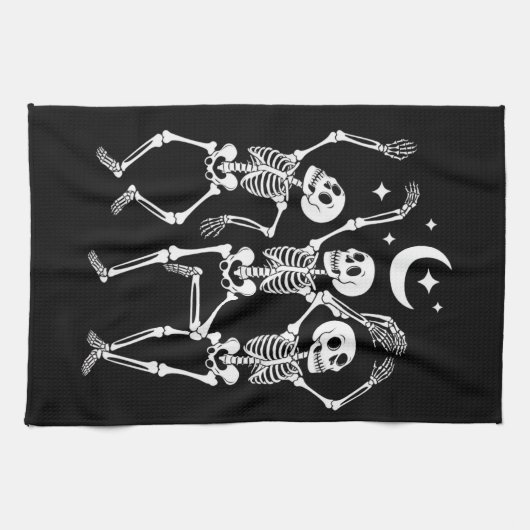 Dancing Skeleton Happy Halloween Herfst Skull Theedoek (Horizontaal)