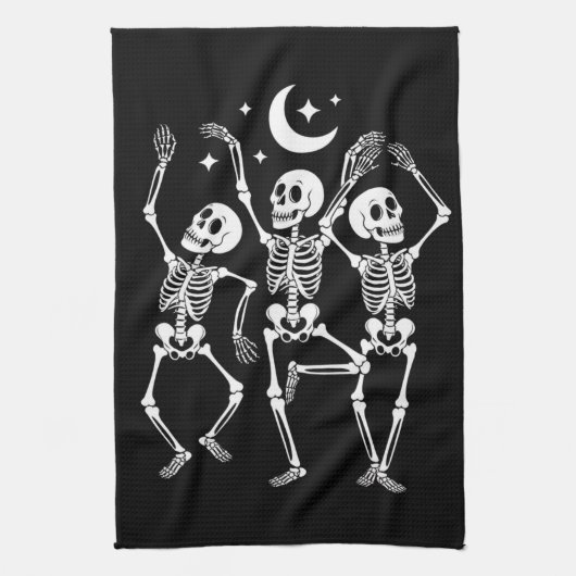 Dancing Skeleton Happy Halloween Herfst Skull Theedoek (Verticaal)