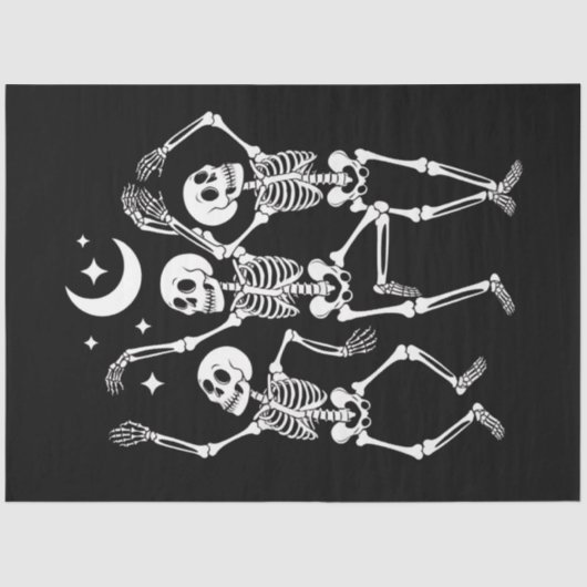 Dancing Skeleton Happy Halloween Herfst Skull Tissuepapier (Voorkant)