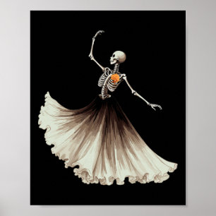 Dancing Skeleton Llerina Llet Dance Halloween Vrou Poster