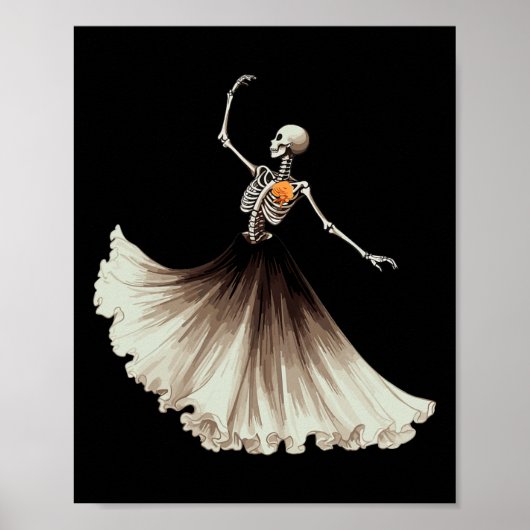Dancing Skeleton Llerina Llet Dance Halloween Vrou Poster (Voorkant)
