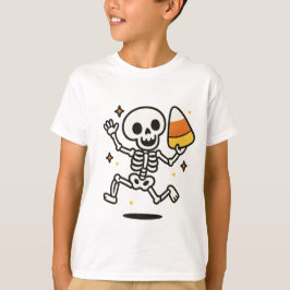 Dancing Skeleton met Candy Corn Halloween T-shirt