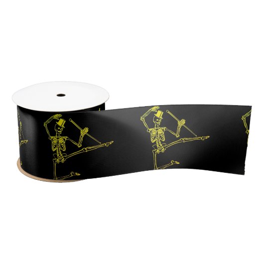 DANCING SKELETON MET TOP HAT RIBBON CUSTOM SATIJNEN LINT (Spoel)