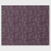 Dancing Skeleton Muzieknoten Halloween Cadeaupapier (Vlak)