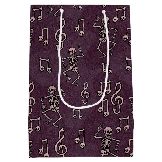 Dancing Skeleton Muzieknoten Halloween Medium Cadeauzakje (Achterkant)
