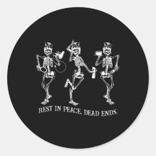 Dancing Skeleton Peace Dead Ends Haarstylist Hallo Ronde Sticker